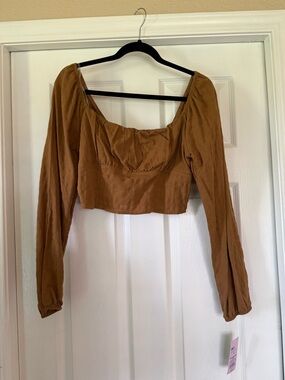 wild fable Rust Brown Long Sleeve Square Neck Crop Top